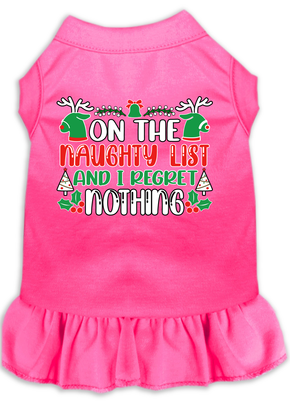 I Regret Nothing Screen Print Dog Dress Bright Pink Size XS